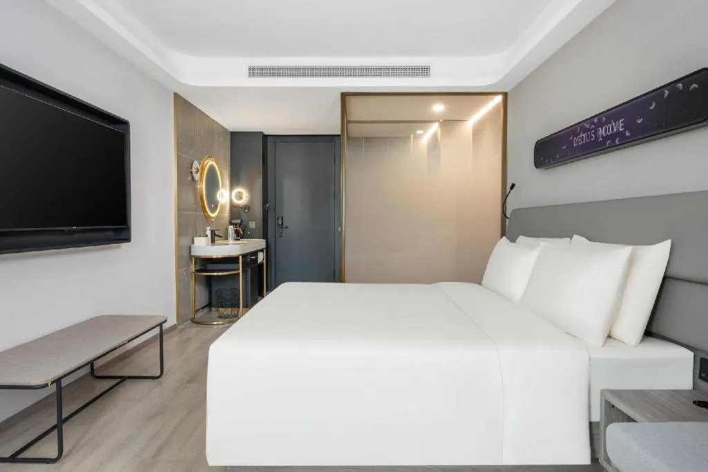 Bed in Atour Light Hotel North Dalian Station Huanan Plaza