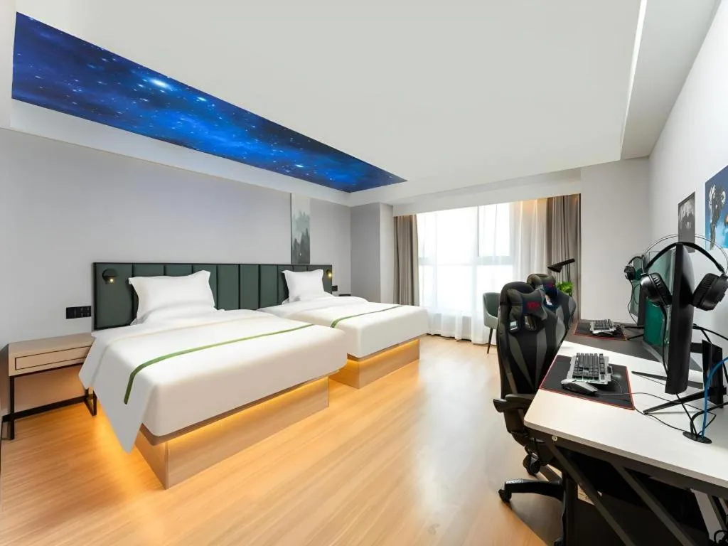 Bed in GreenTree Inn Jinan West Station Exhibition Center