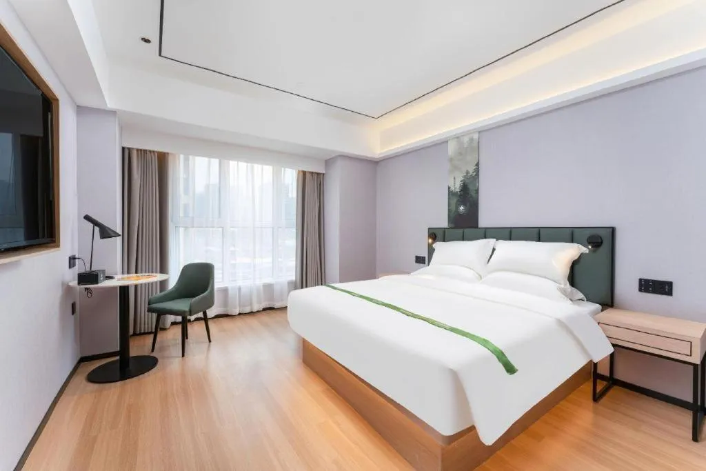 Bed in GreenTree Inn Jinan West Station Exhibition Center