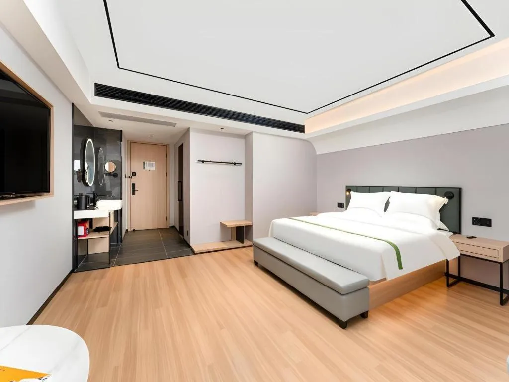 Bed in GreenTree Inn Jinan West Station Exhibition Center