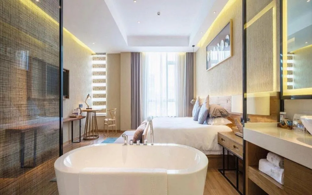 Bed in Yiqi Ecological Art Hotel Hangzhou Xixi Wetland Park Branch