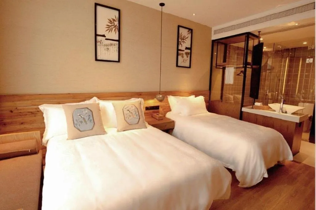 Bed in Yiqi Ecological Art Hotel Hangzhou Xixi Wetland Park Branch