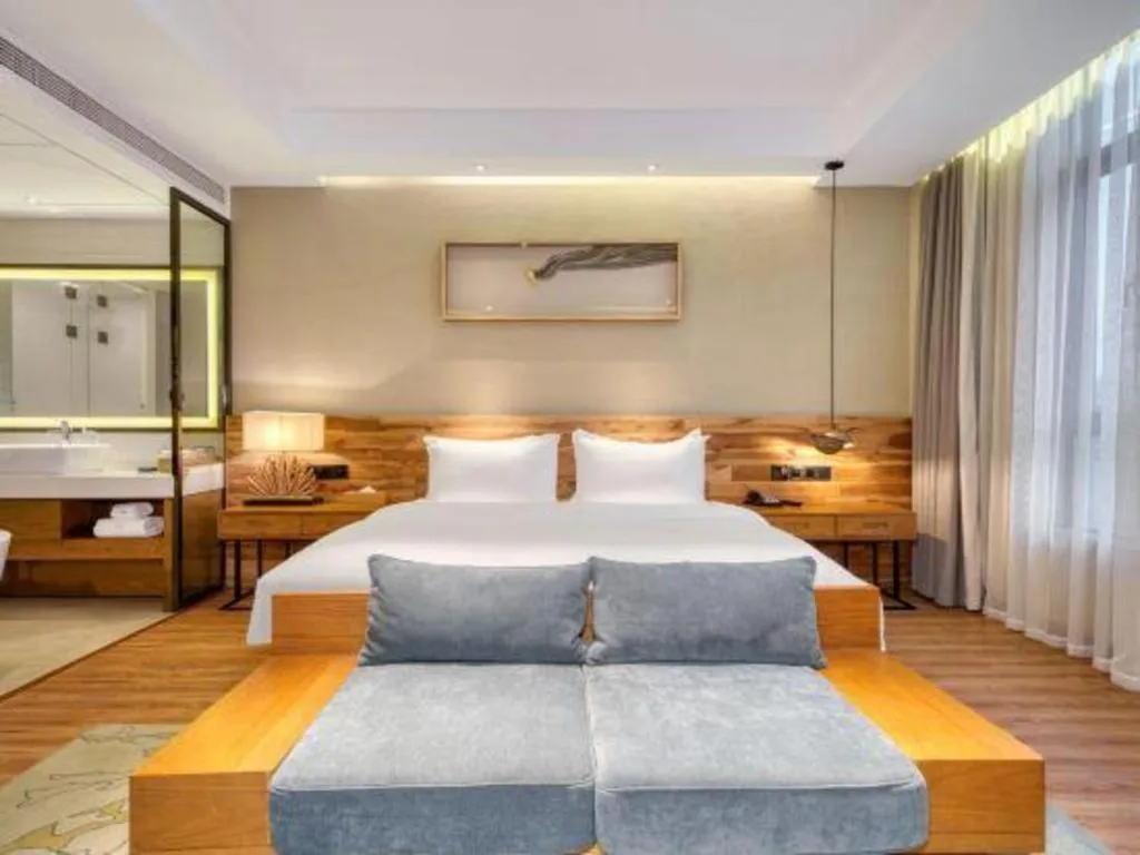 Bed in Yiqi Ecological Art Hotel Hangzhou Xixi Wetland Park Branch