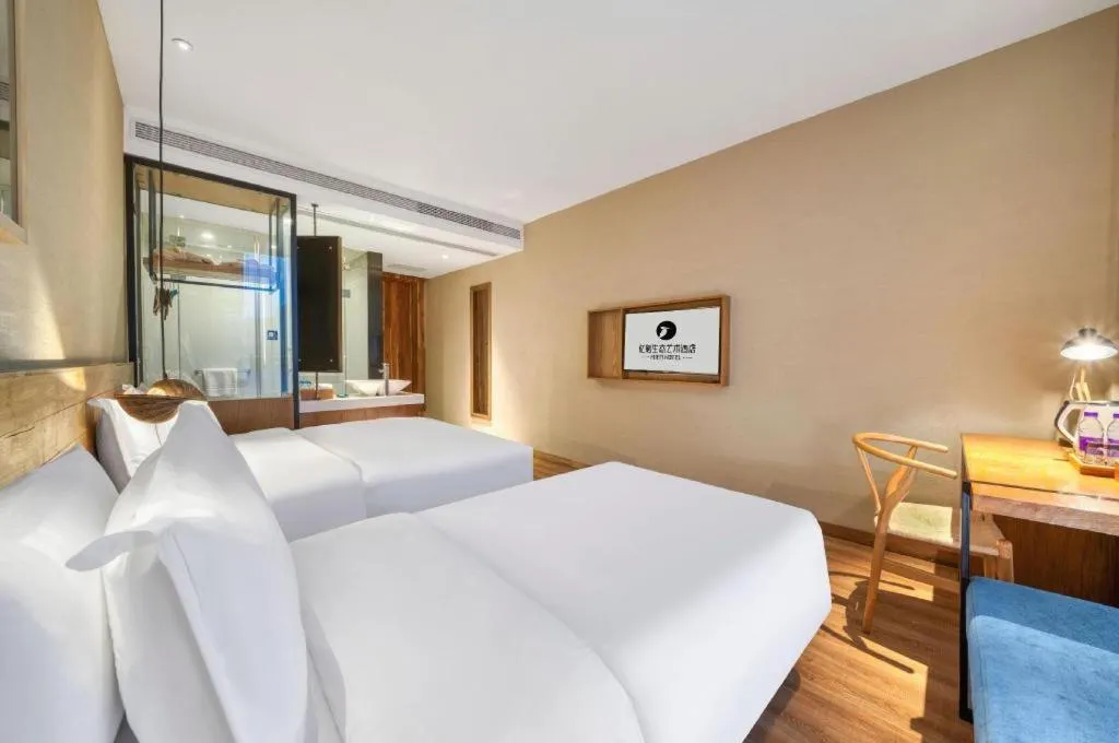 Bed in Yiqi Ecological Art Hotel Hangzhou Xixi Wetland Park Branch