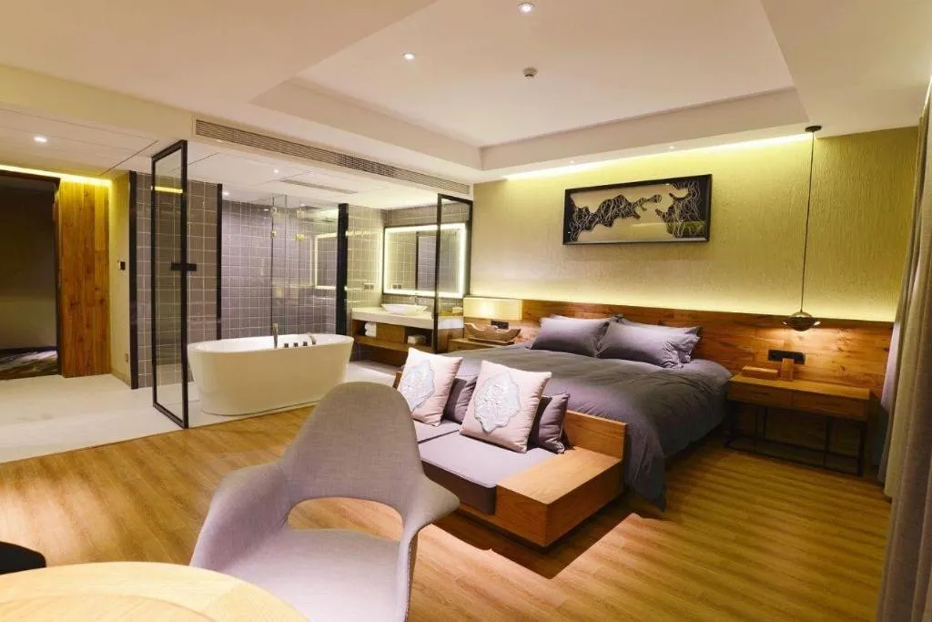 Bed in Yiqi Ecological Art Hotel Hangzhou Xixi Wetland Park Branch