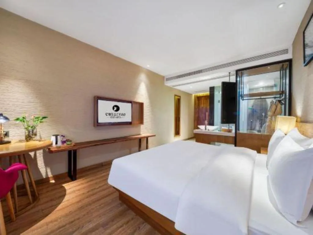 Bed in Yiqi Ecological Art Hotel Hangzhou Xixi Wetland Park Branch