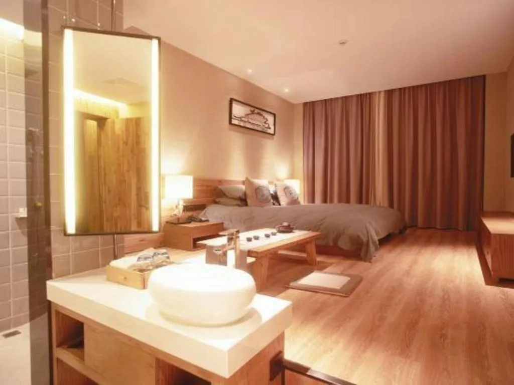 Bed in Yiqi Ecological Art Hotel Hangzhou Xixi Wetland Park Branch