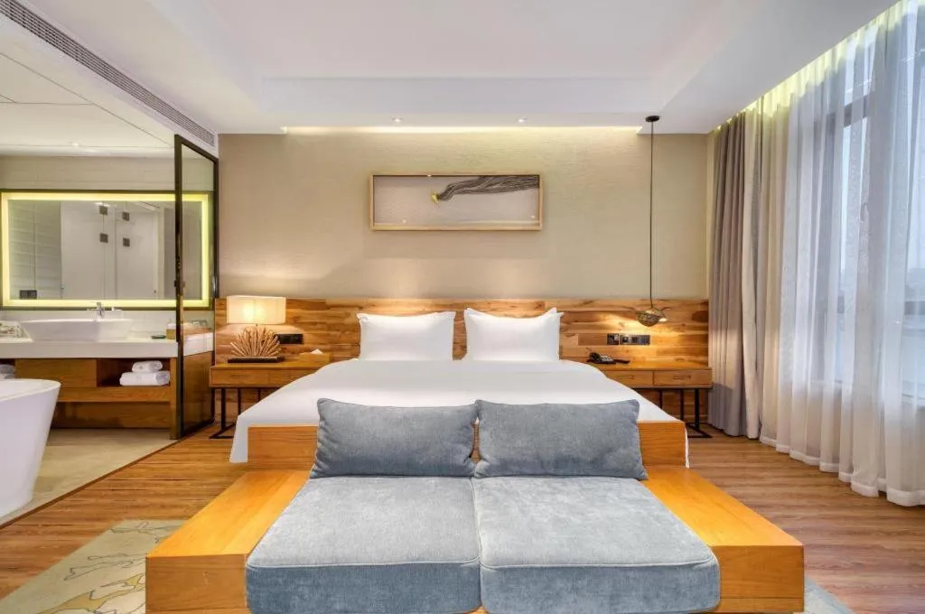 Bed in Yiqi Ecological Art Hotel Hangzhou Xixi Wetland Park Branch