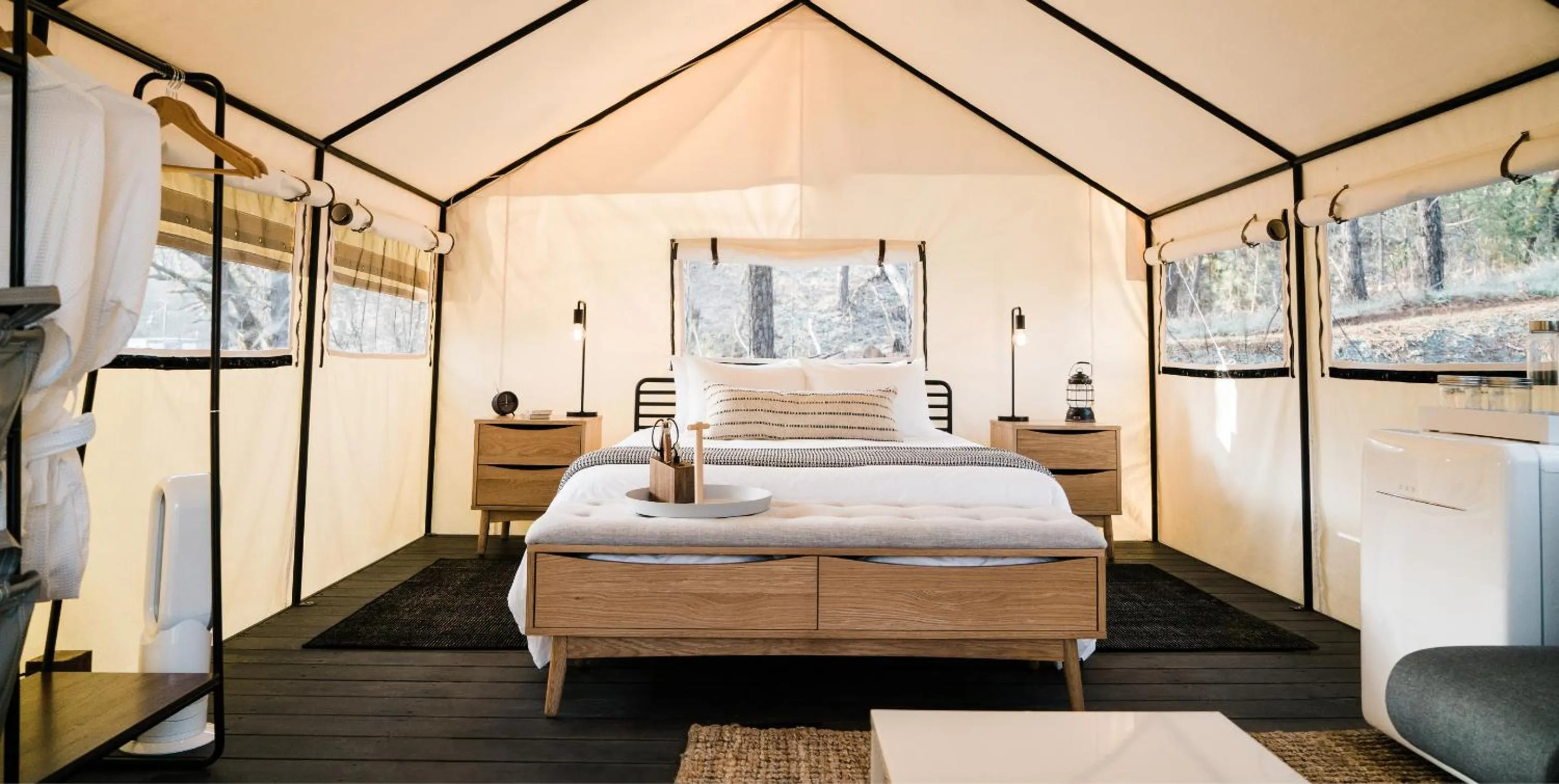 Bed in AutoCamp Sequoia