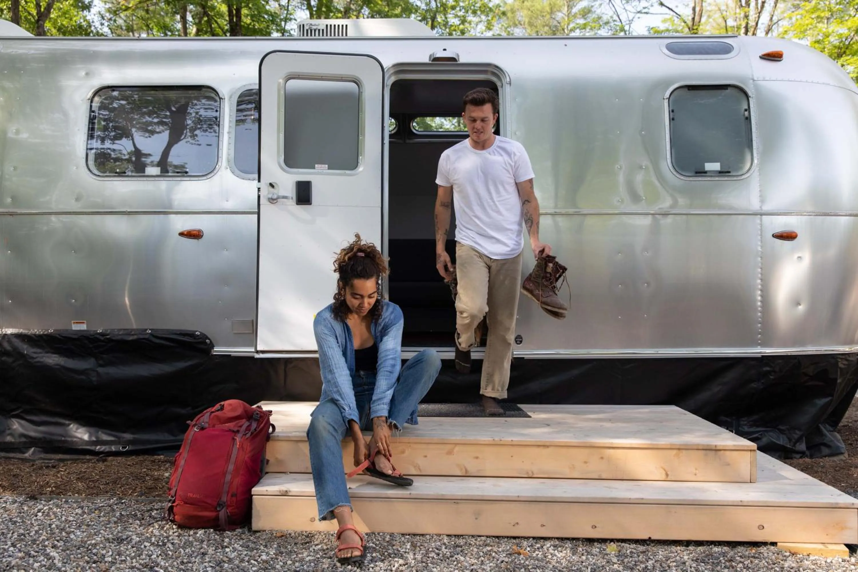 group of guests in AutoCamp Sequoia