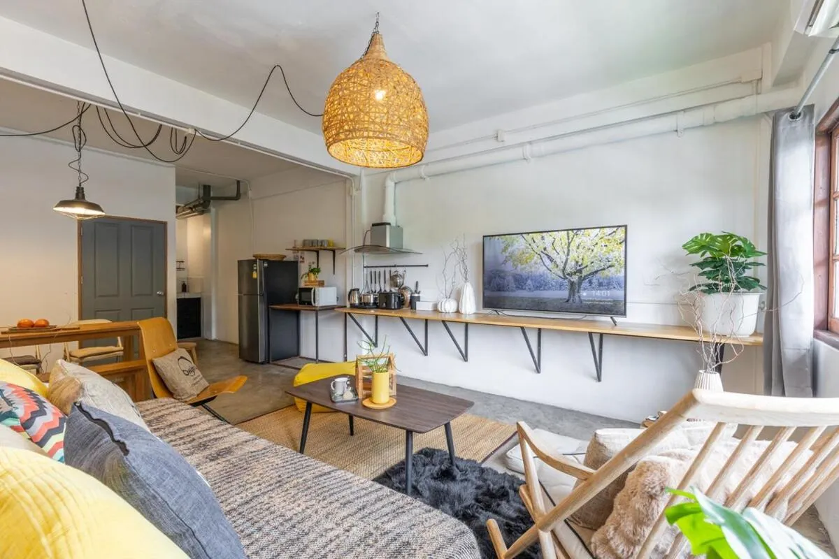 Living room in Near One Nimman 4Bedrooms TownHouse