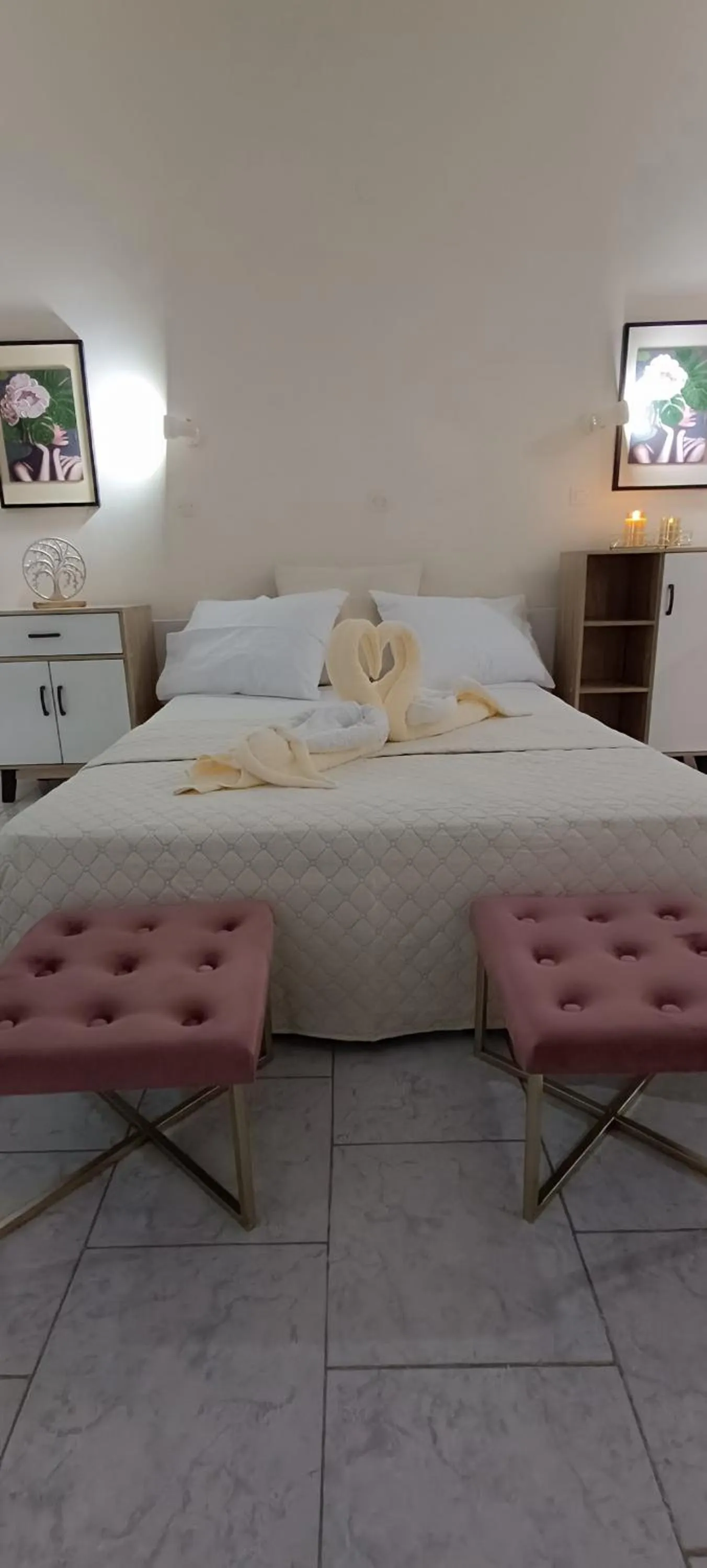 Bed in Pyrgos Hotel Apartments