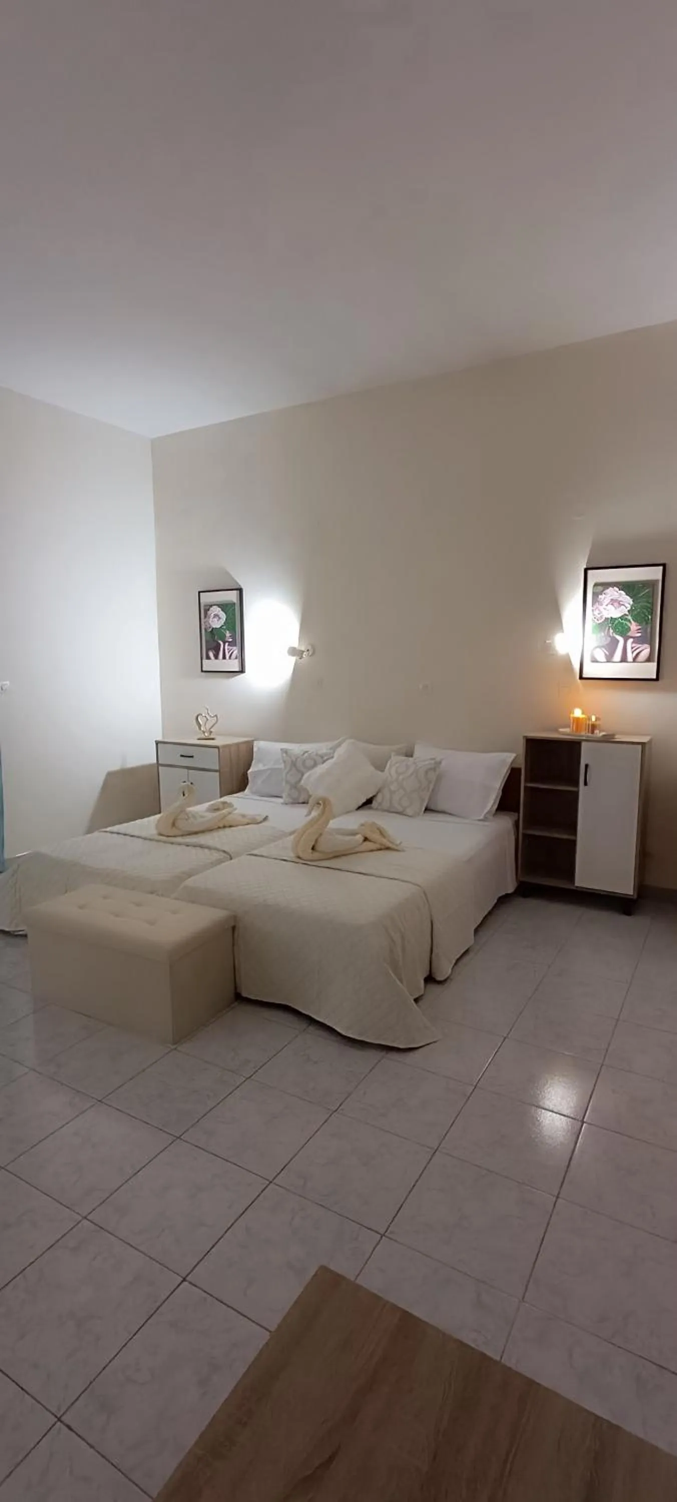 Bed in Pyrgos Hotel Apartments