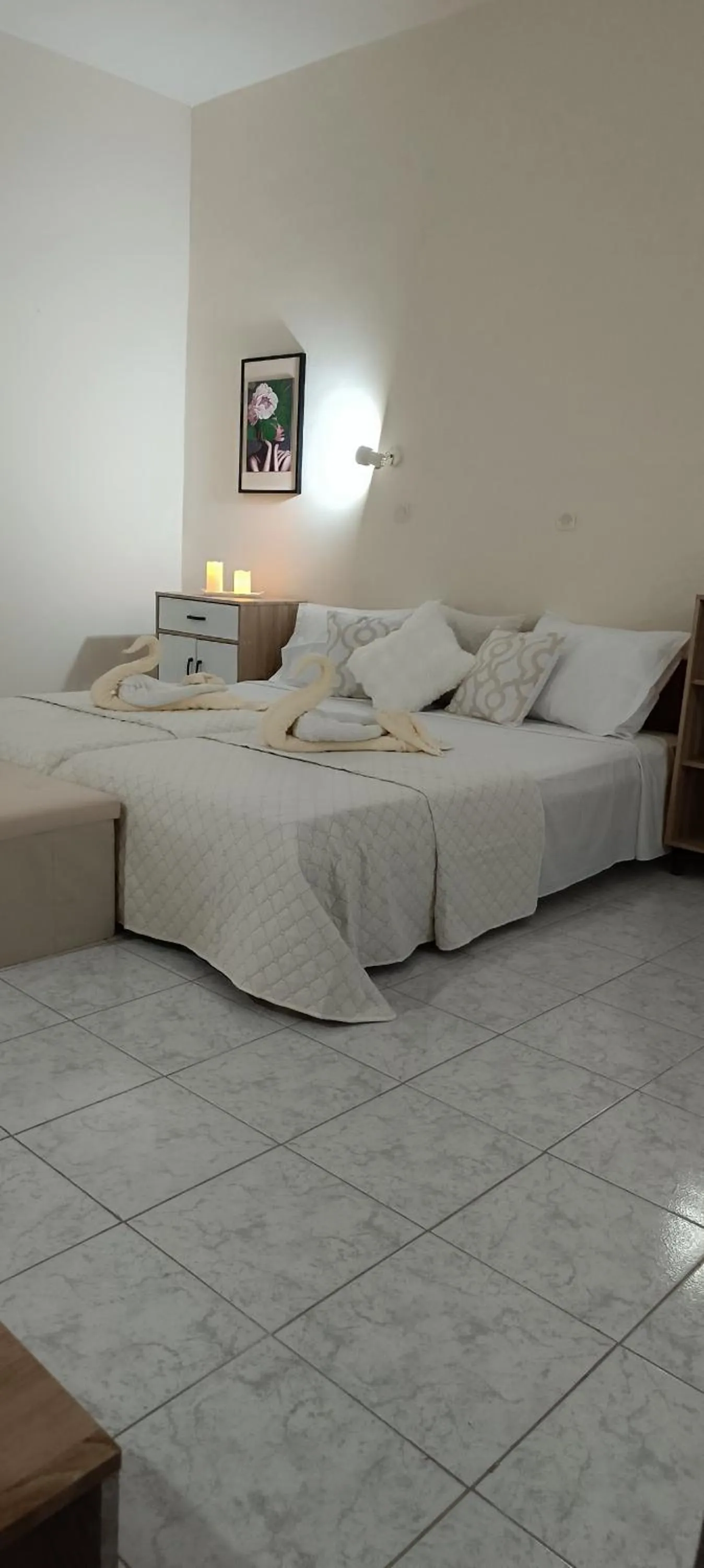 Bed in Pyrgos Hotel Apartments