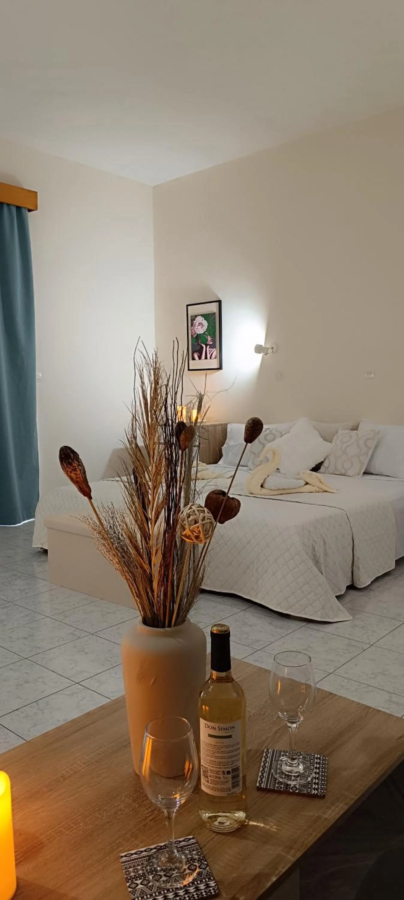 Bed in Pyrgos Hotel Apartments