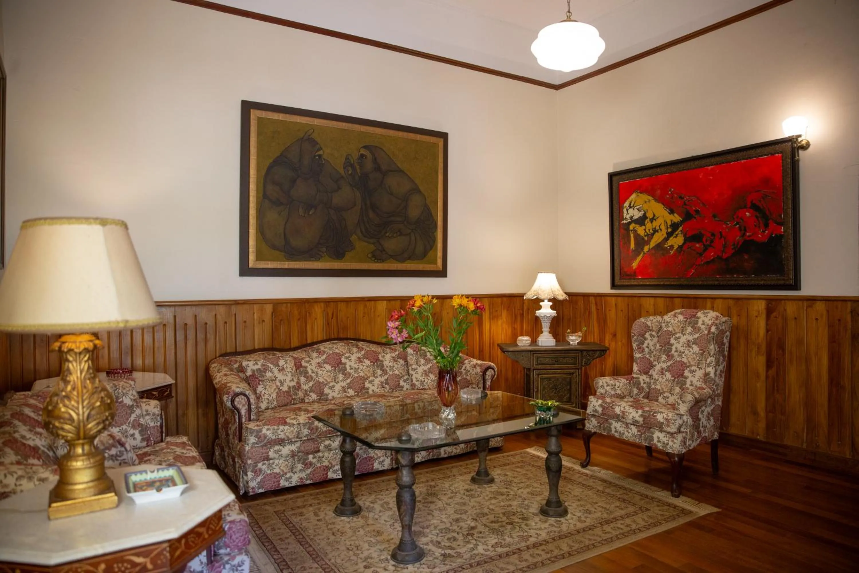 Living room in Marlihill Bungalow - A CGH Earth SAHA Experience