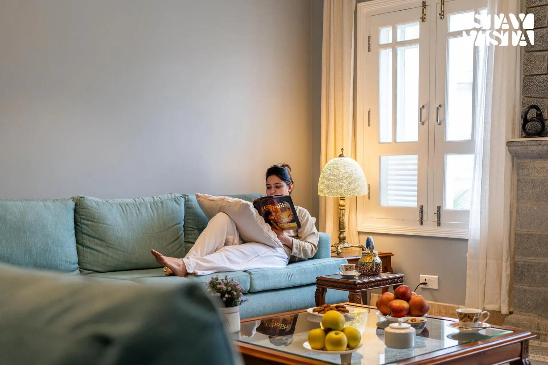 Living room in StayVista at Midsummer Moon - Mountain View with Courtyard