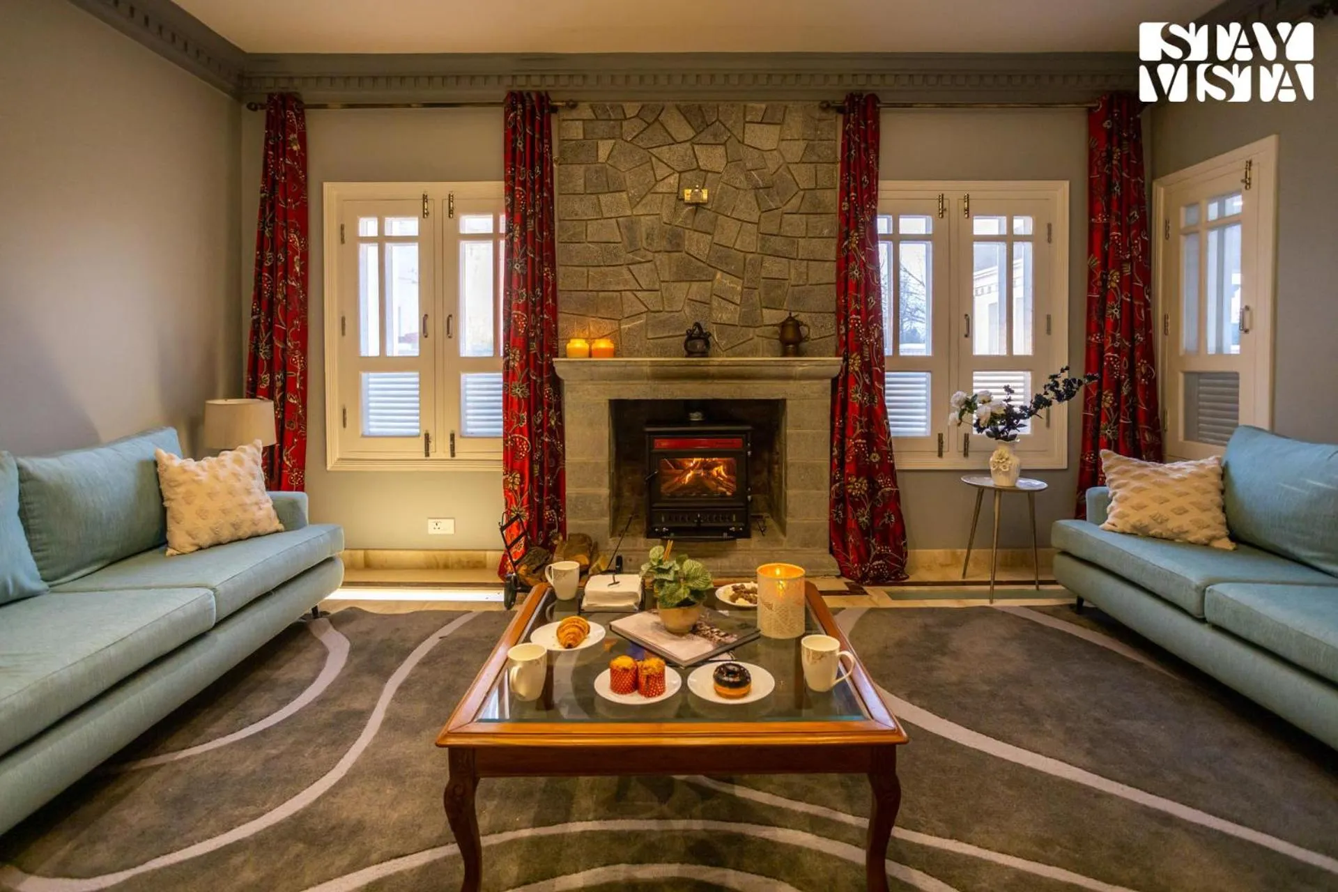 Living room in StayVista at Midsummer Moon - Mountain View with Courtyard