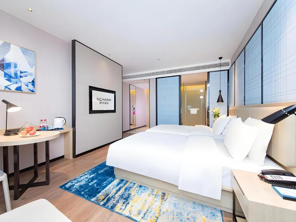 Bed in Echarm Hotel Wuhan Hankou Railway Station Zhuyeshan Metro Station