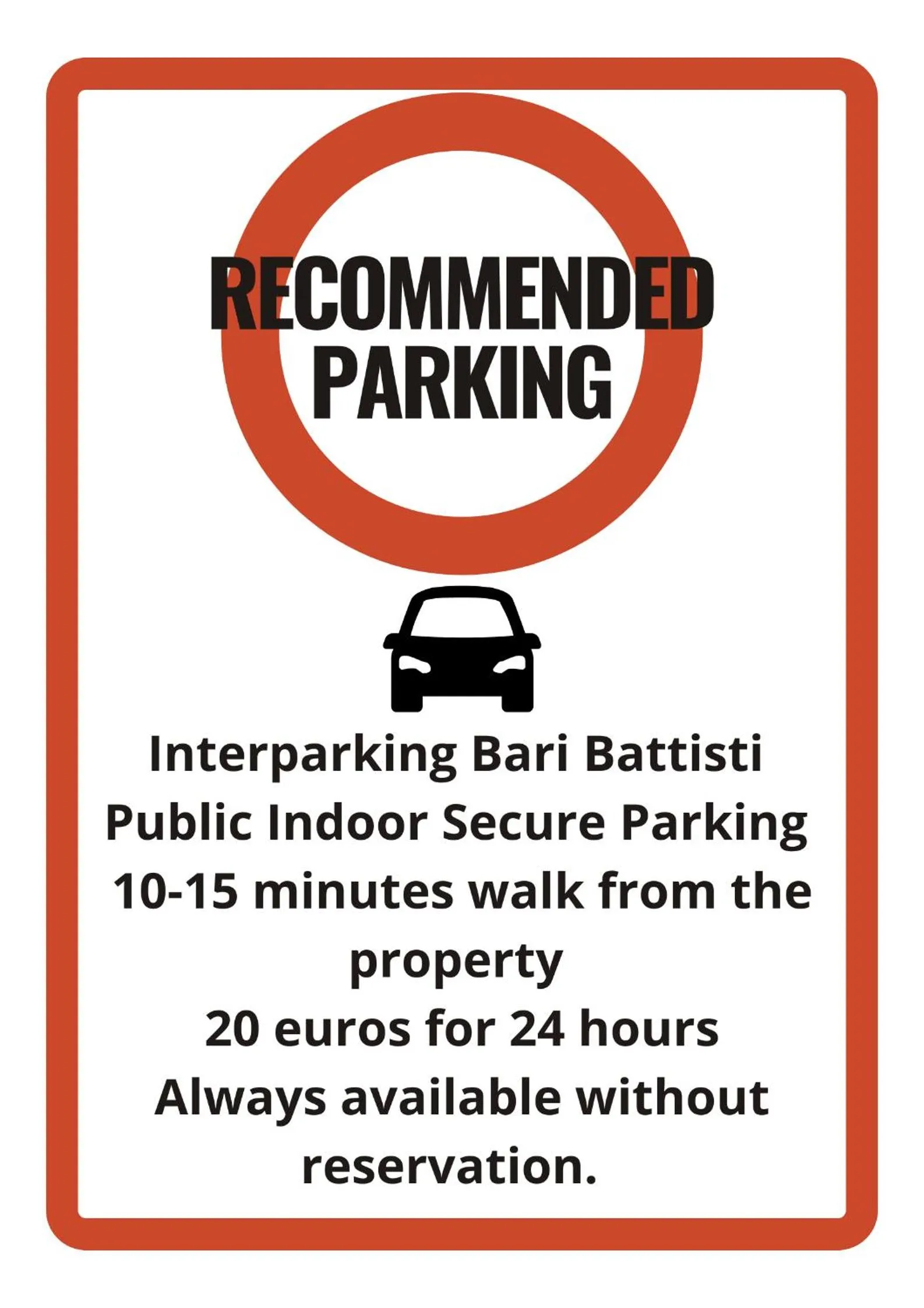 Parking in Les Suites Bari Italian Excellence Bed and Breakfast
