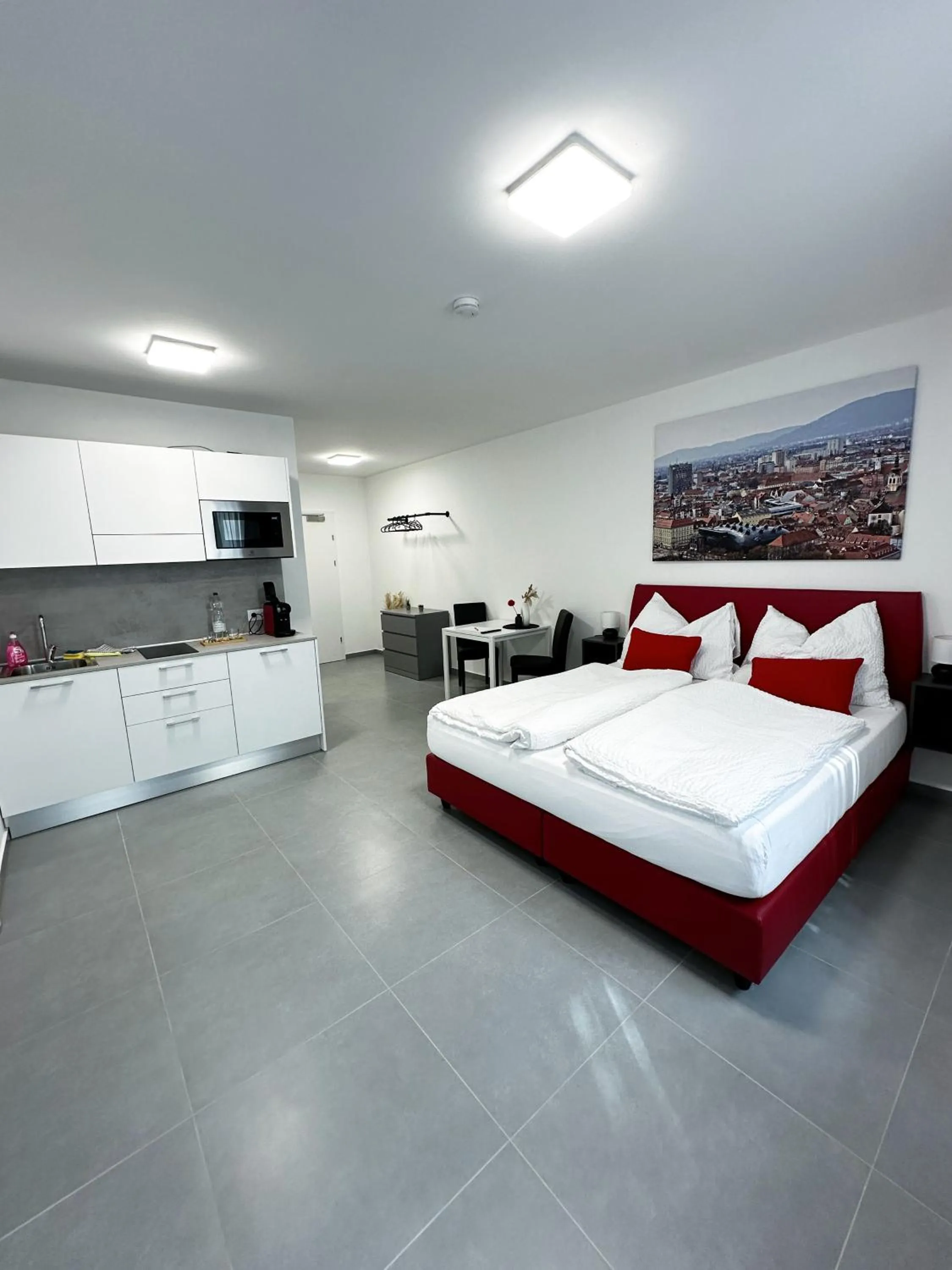 Kitchen or kitchenette, Bed in Grazora Living Apartments