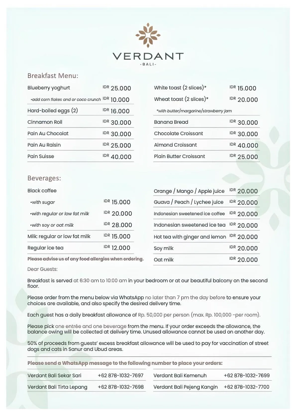 Breakfast in Verdant Bali Tirta Lepang