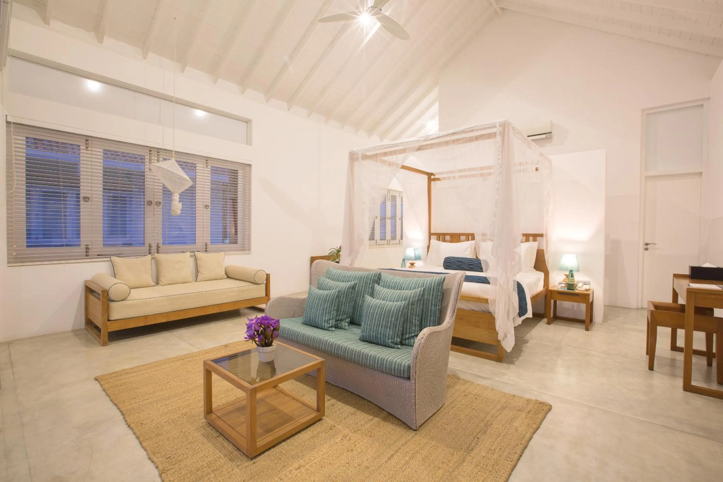 Living room, Bed in Sri Sharavi Beach Villas & Spa - with 43 metre saltwater infinity pool