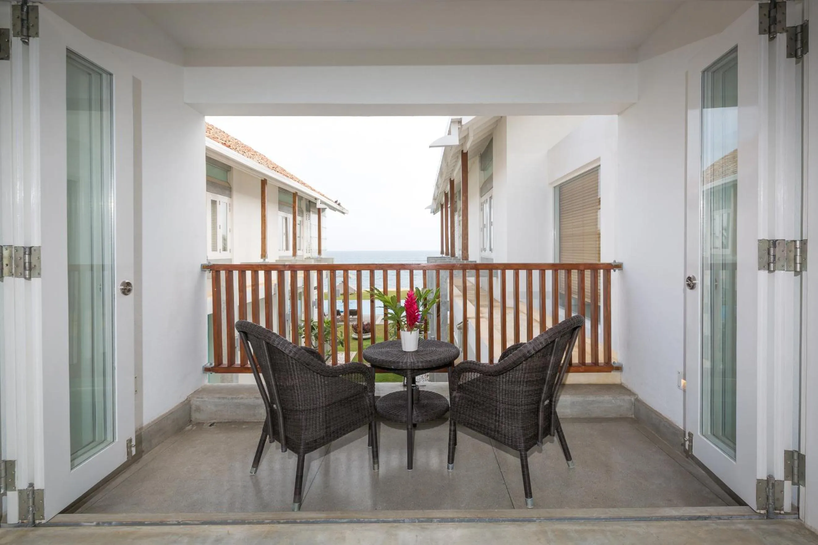 Balcony/Terrace in Sri Sharavi Beach Villas & Spa - with 43 metre saltwater infinity pool