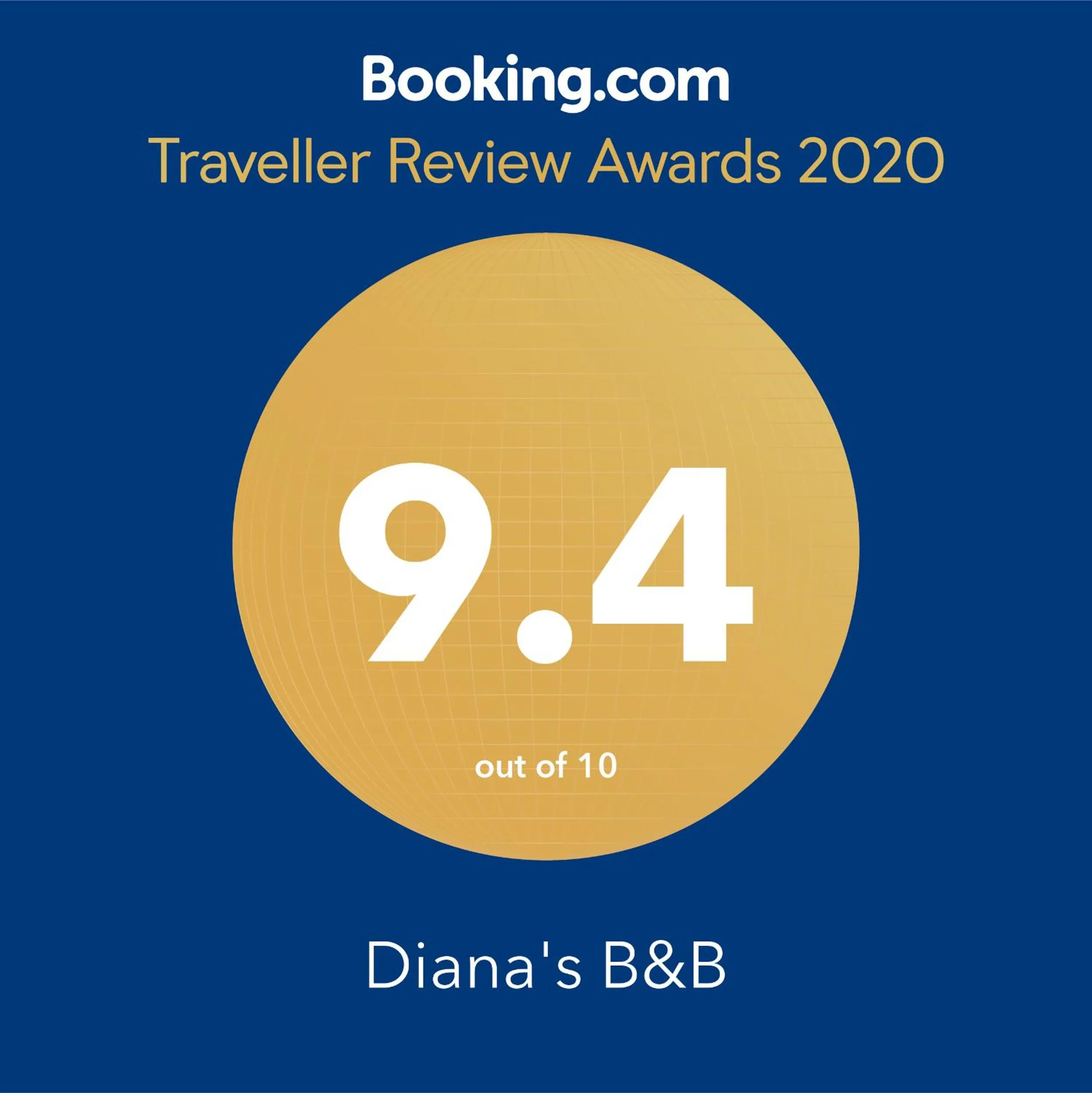 Certificate/Award in Diana's B&B