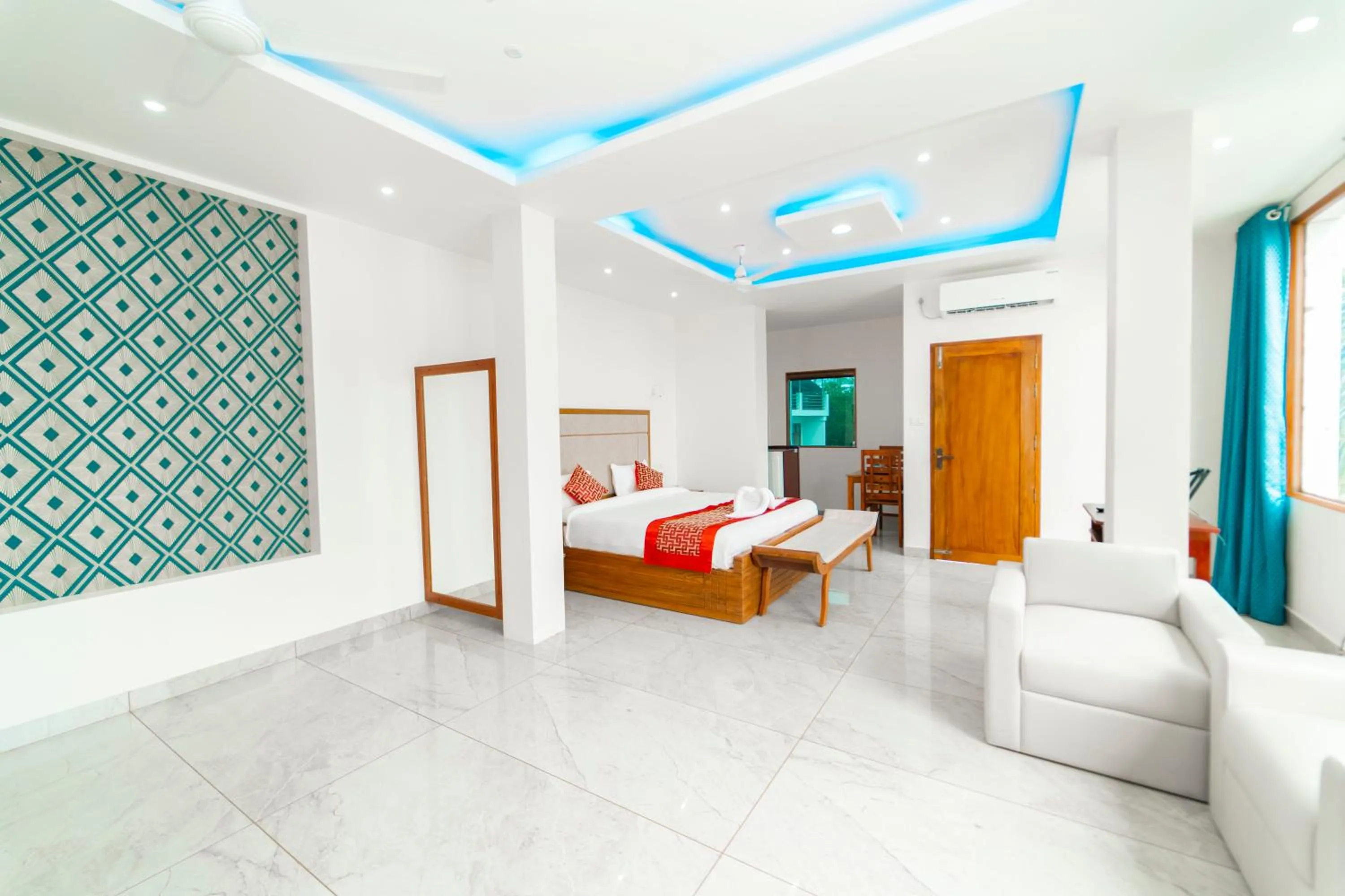 Bed in Skylar Seaview Beach Resort & Ayurveda Varkala