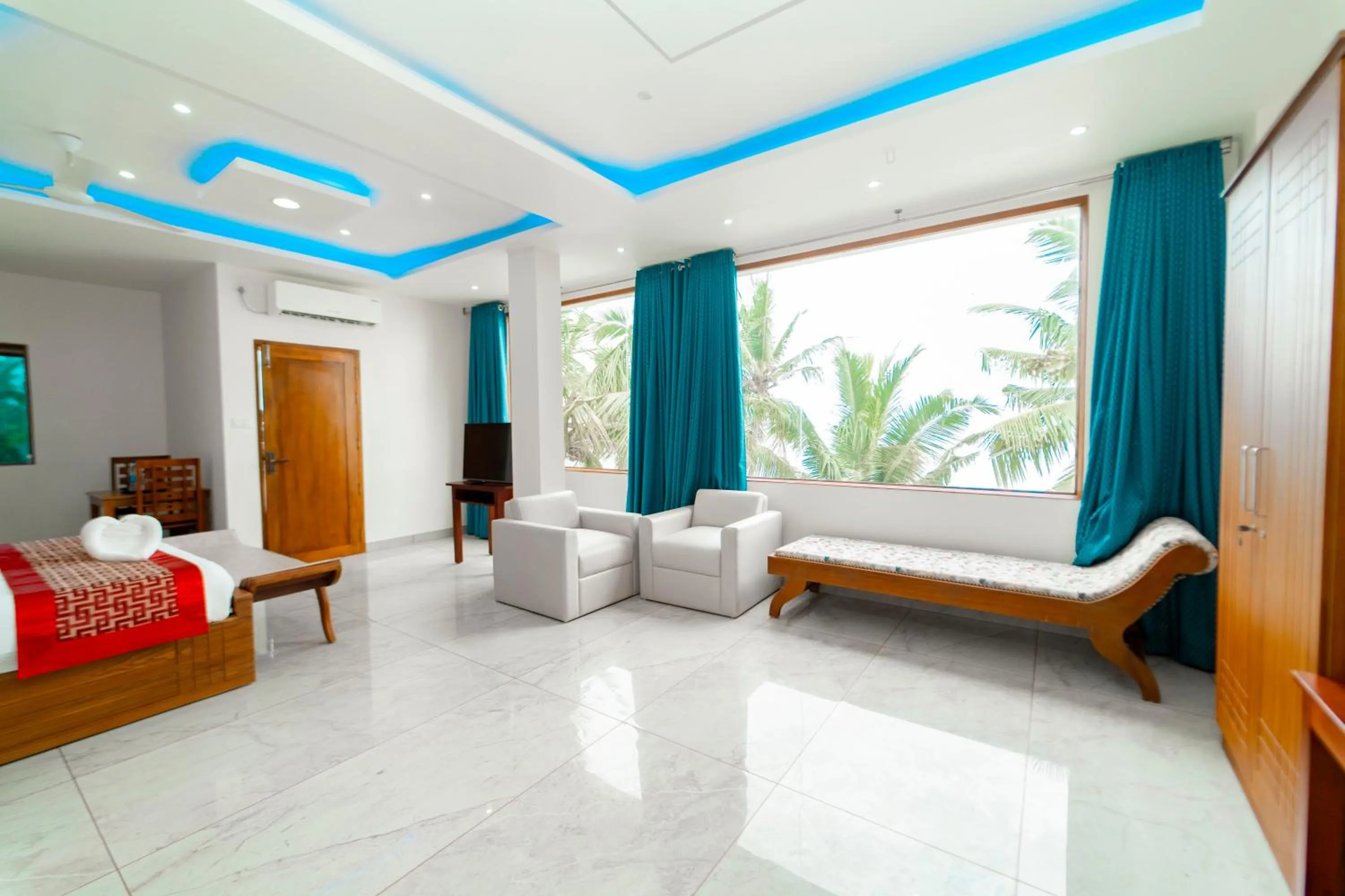 Bed in Skylar Seaview Beach Resort & Ayurveda Varkala