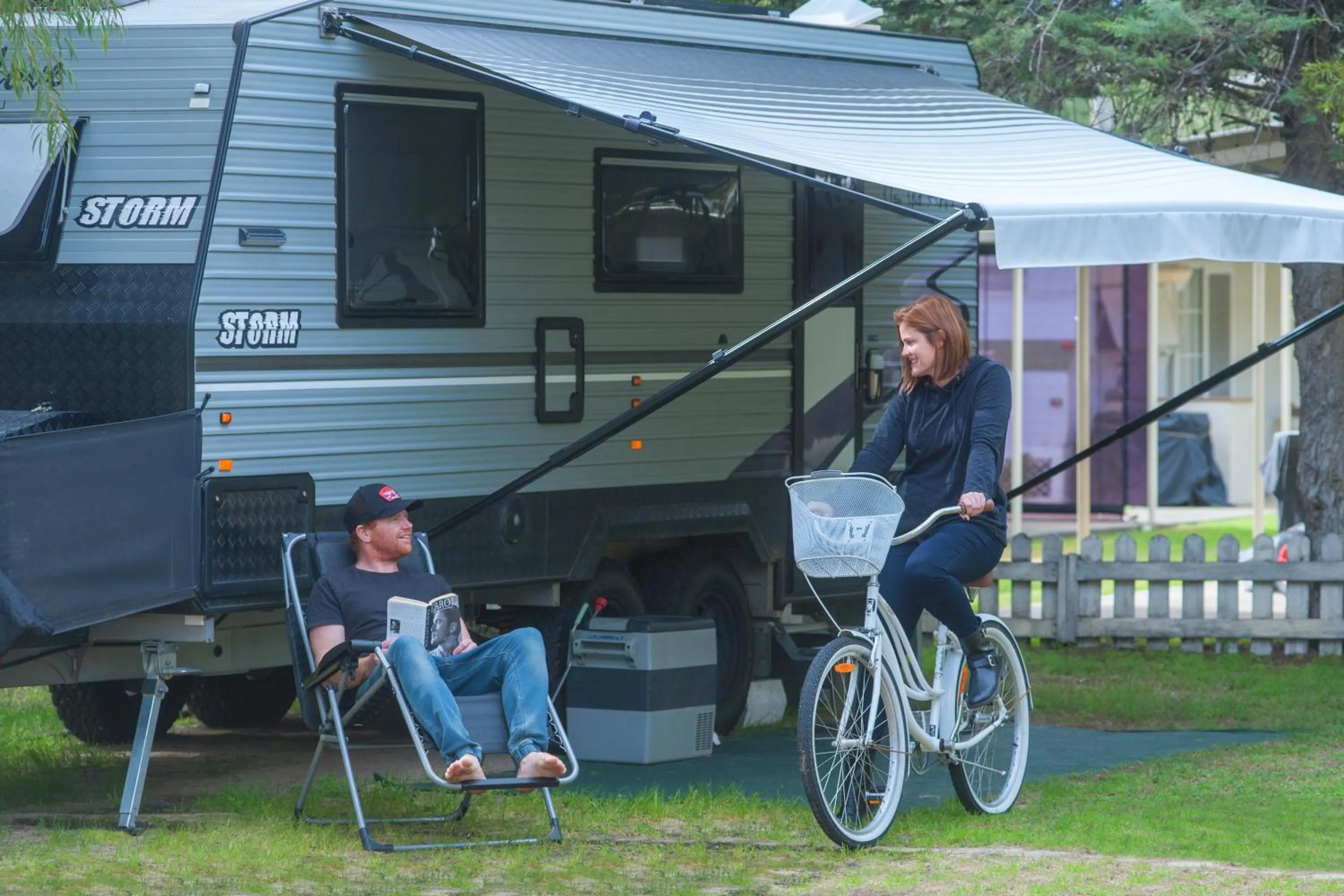 Guests in Sandy Bay Holiday Park