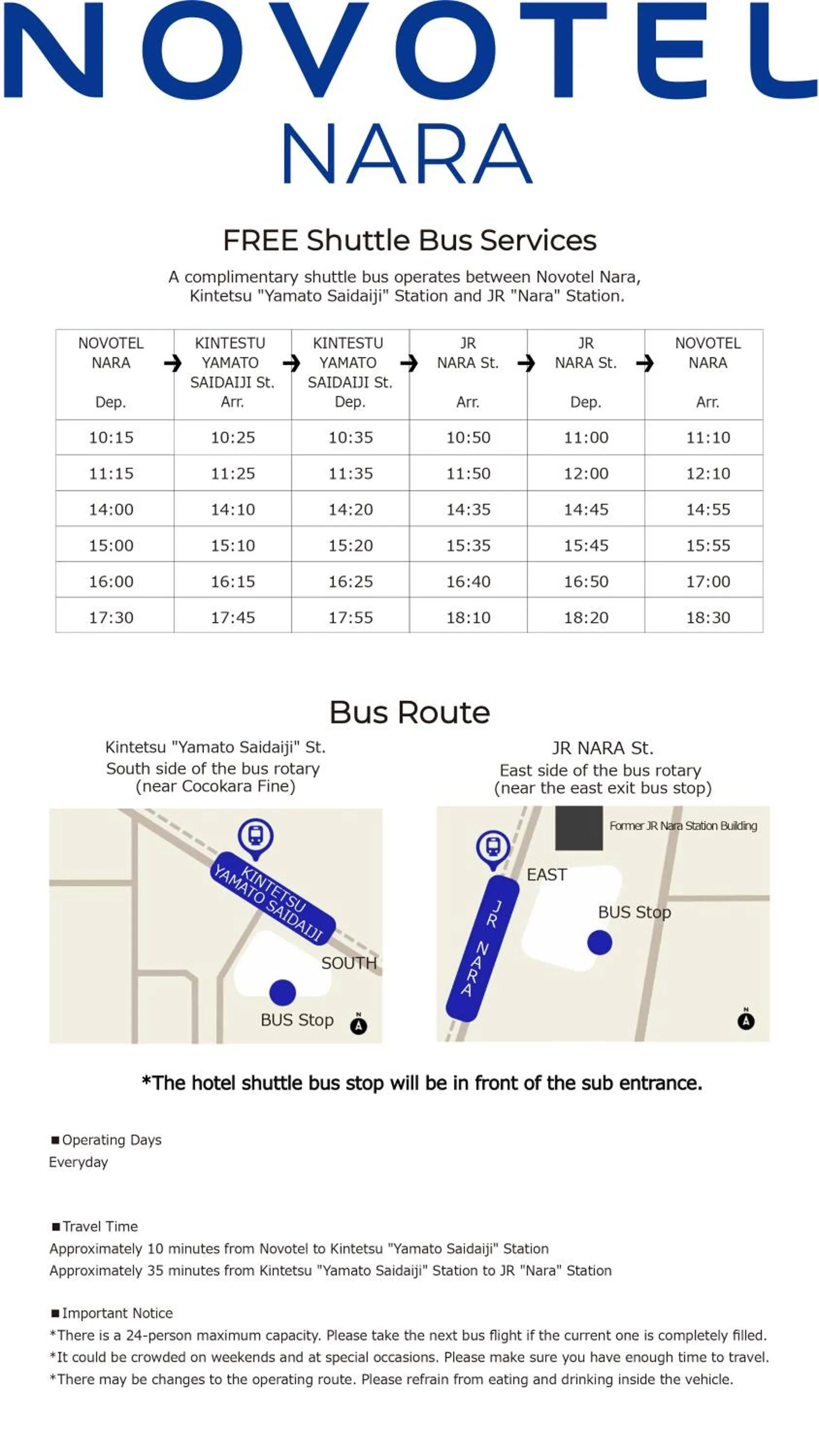shuttle in Novotel Nara