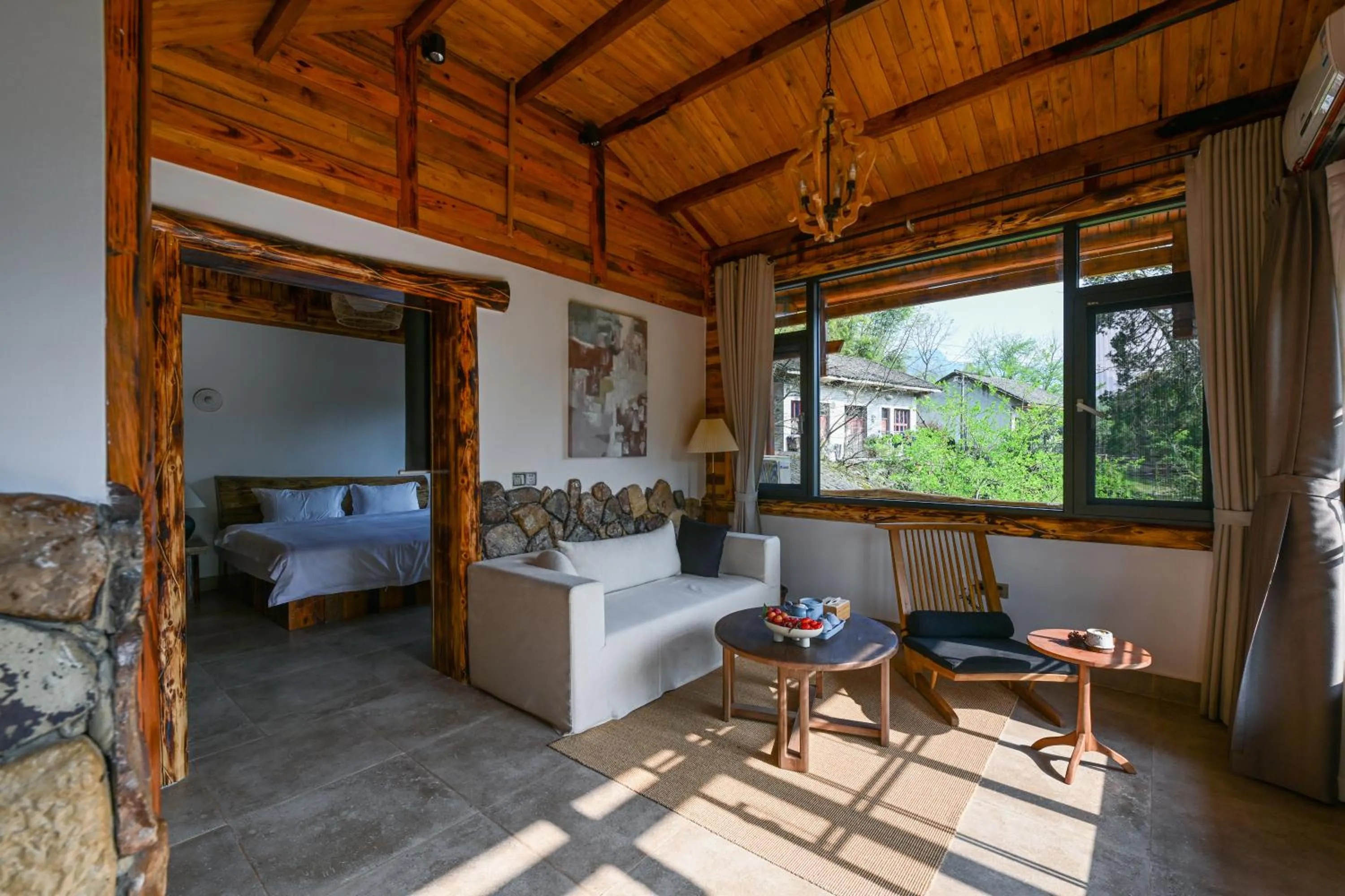 Living room, Bed in No.5 Valley Lodge