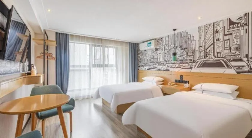 Bed in City Comfort Inn Wuhan Wangjiawan Yulong Road Metro Station