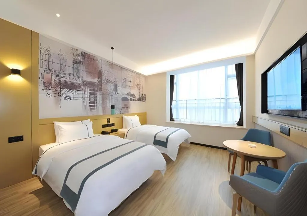 Bed in City Comfort Inn Chengdu Wenjiang University Town Fengxi River Metro Station