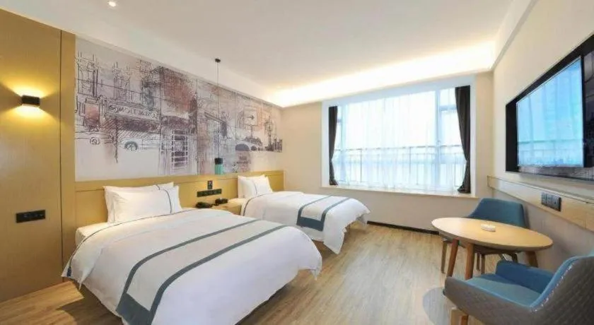 Bed in City Comfort Inn Chengdu Wenjiang University Town Fengxi River Metro Station
