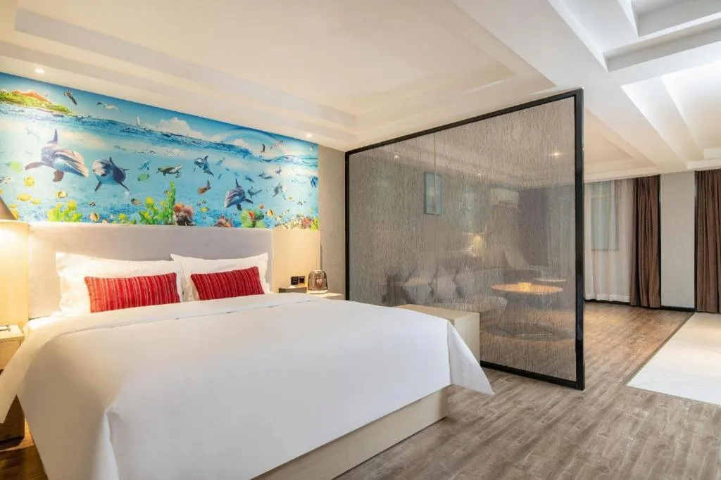 Bed in Borrman Hotel Dongguan Houjie Wanda Plaza Liaoxia Metro Station