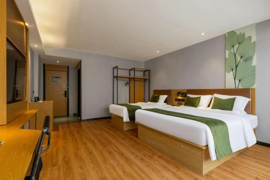 Bed in GreenTree Inn Express Fuzhou Le'an County Government Sijiu Square