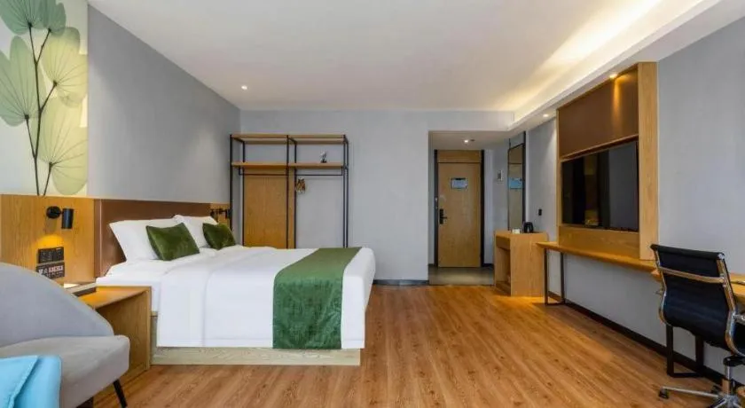 Bed in GreenTree Inn Express Fuzhou Le'an County Government Sijiu Square