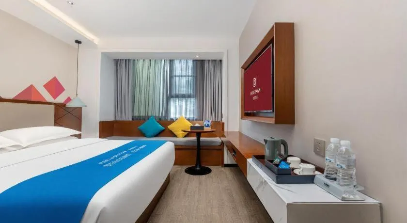 Bed in Borrman Hotel Guangzhou Southern Hospital Meihuayuan Metro Station