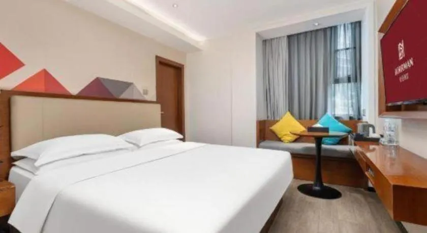 Bed in Borrman Hotel Guangzhou Southern Hospital Meihuayuan Metro Station