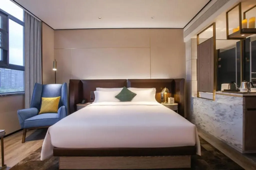 Bed in Echarm Plus Hotel Wuhan Wenhua Boulevard Dahualing Subway Statiom