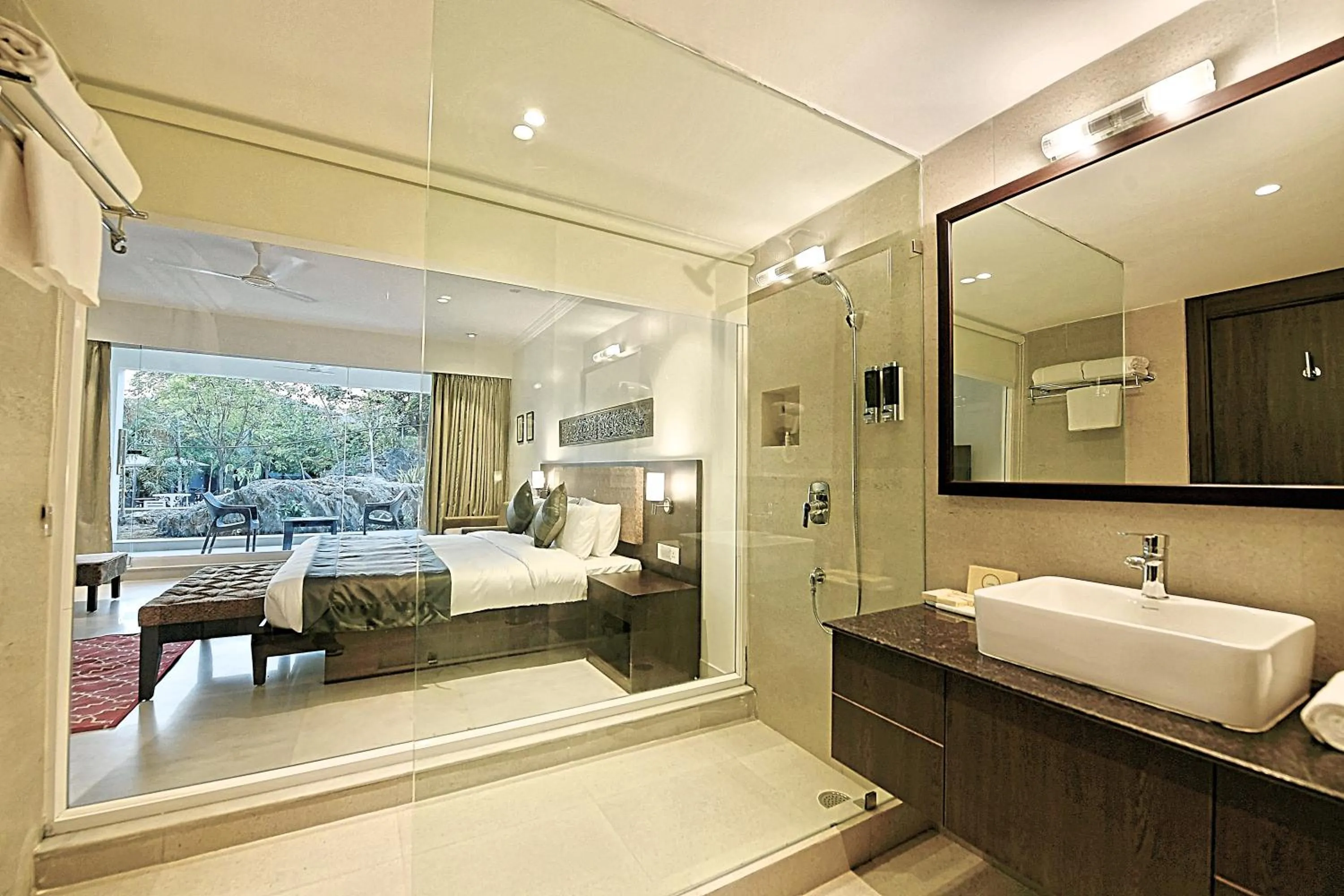 Bathroom, Bed in TatSaraasa Resort & Spa, Udaipur