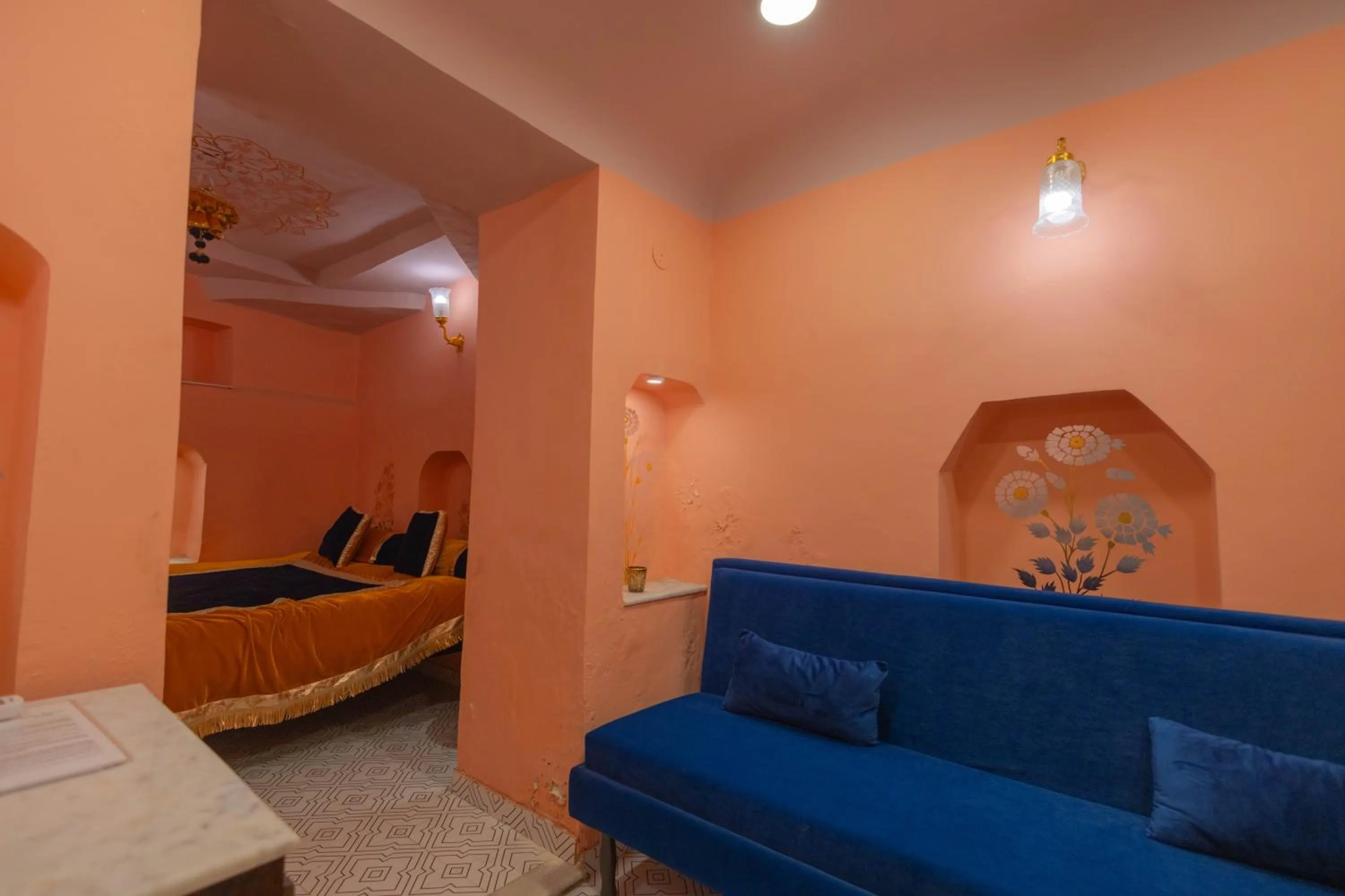 Seating area, Bed in Sheel Mahal- Near Hawa Mahal