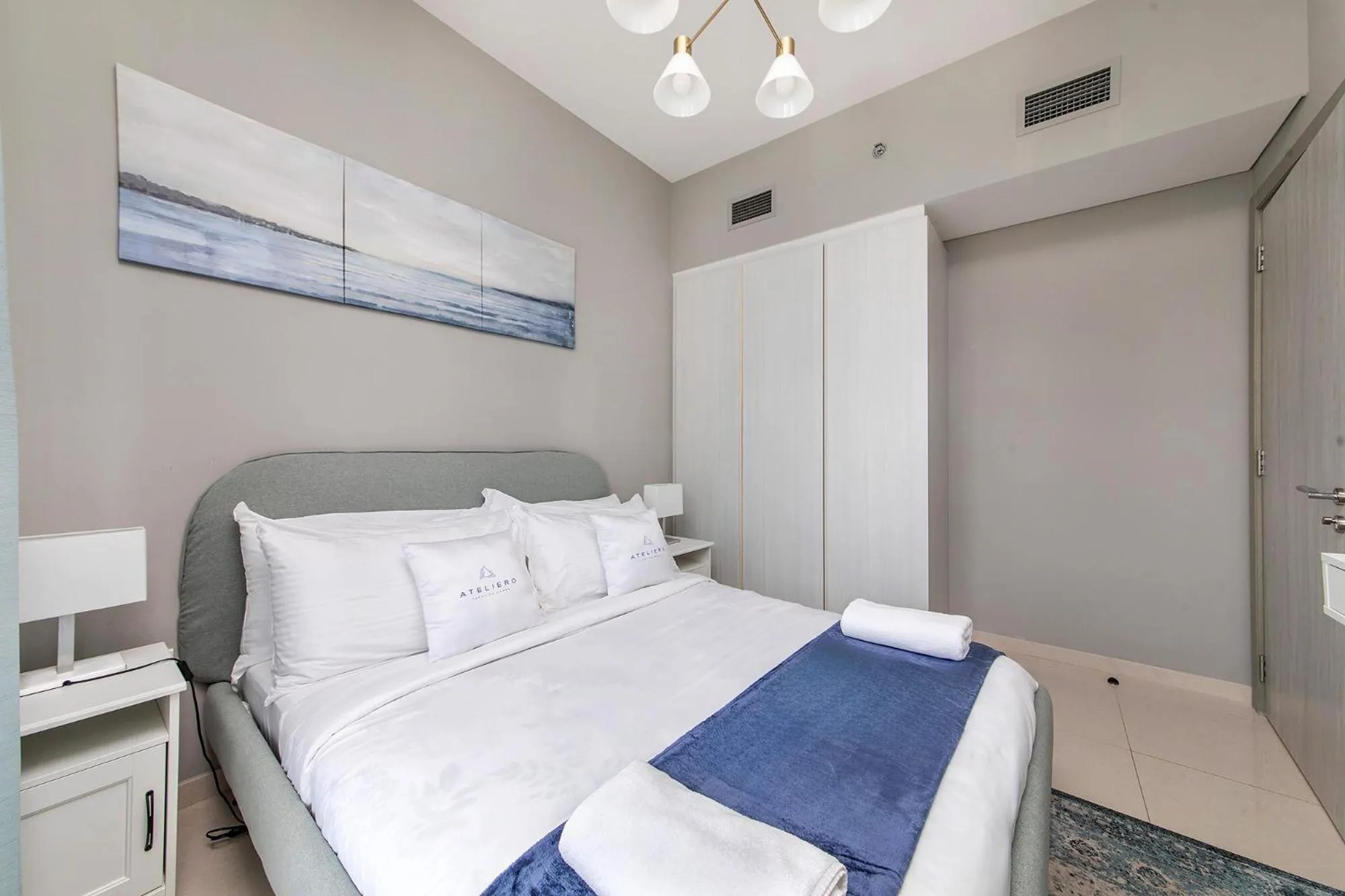 Bedroom, Bed in Zada Tower 1BR with amazing Dubai Canal view