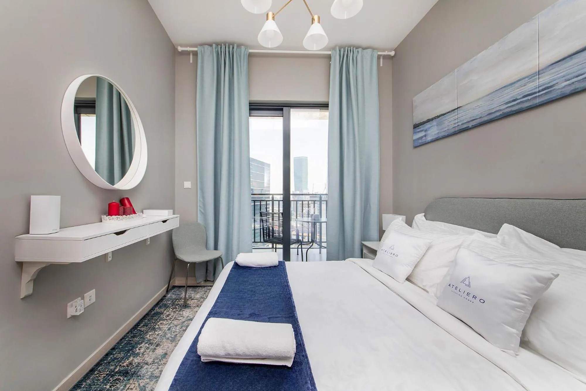 Bedroom, Bed in Zada Tower 1BR with amazing Dubai Canal view