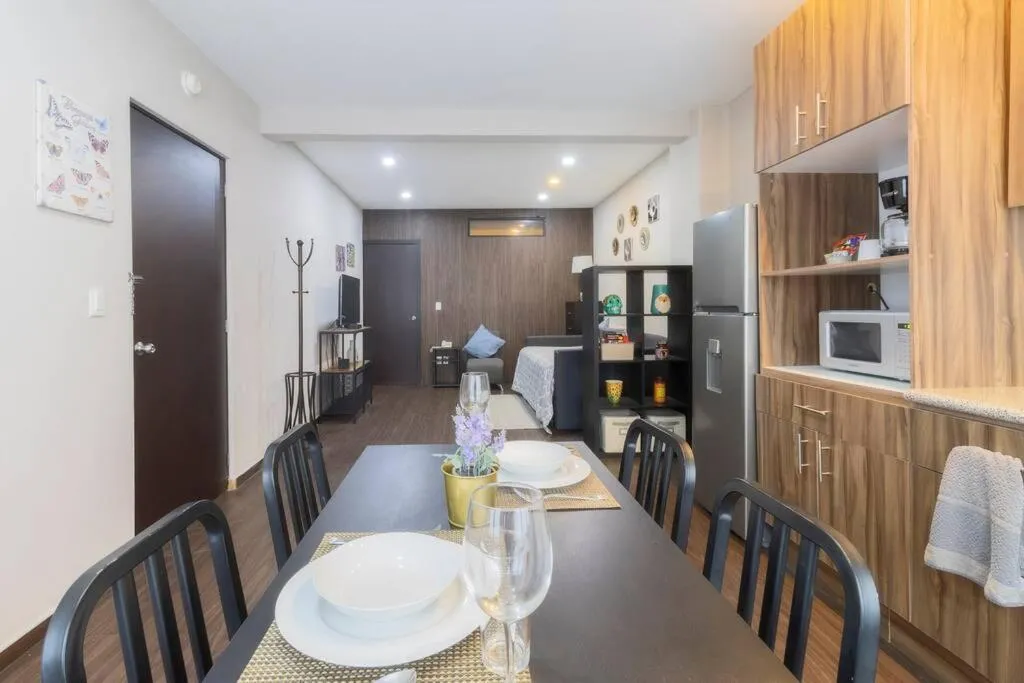 Dining area in 301 Historic building 1Bdrm 1bath AC Rooftop