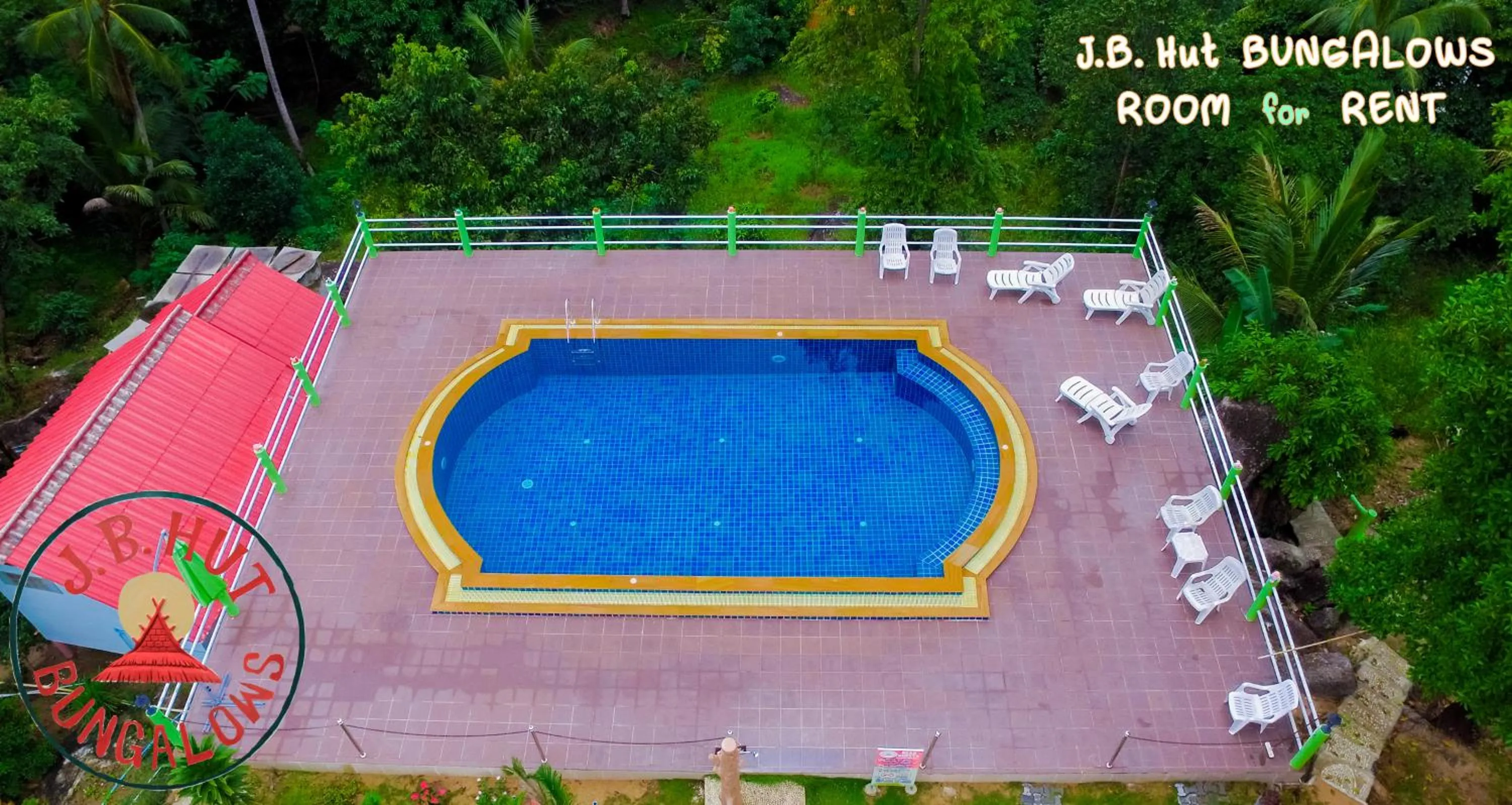 Pool view in J.B.Hut Bungalows