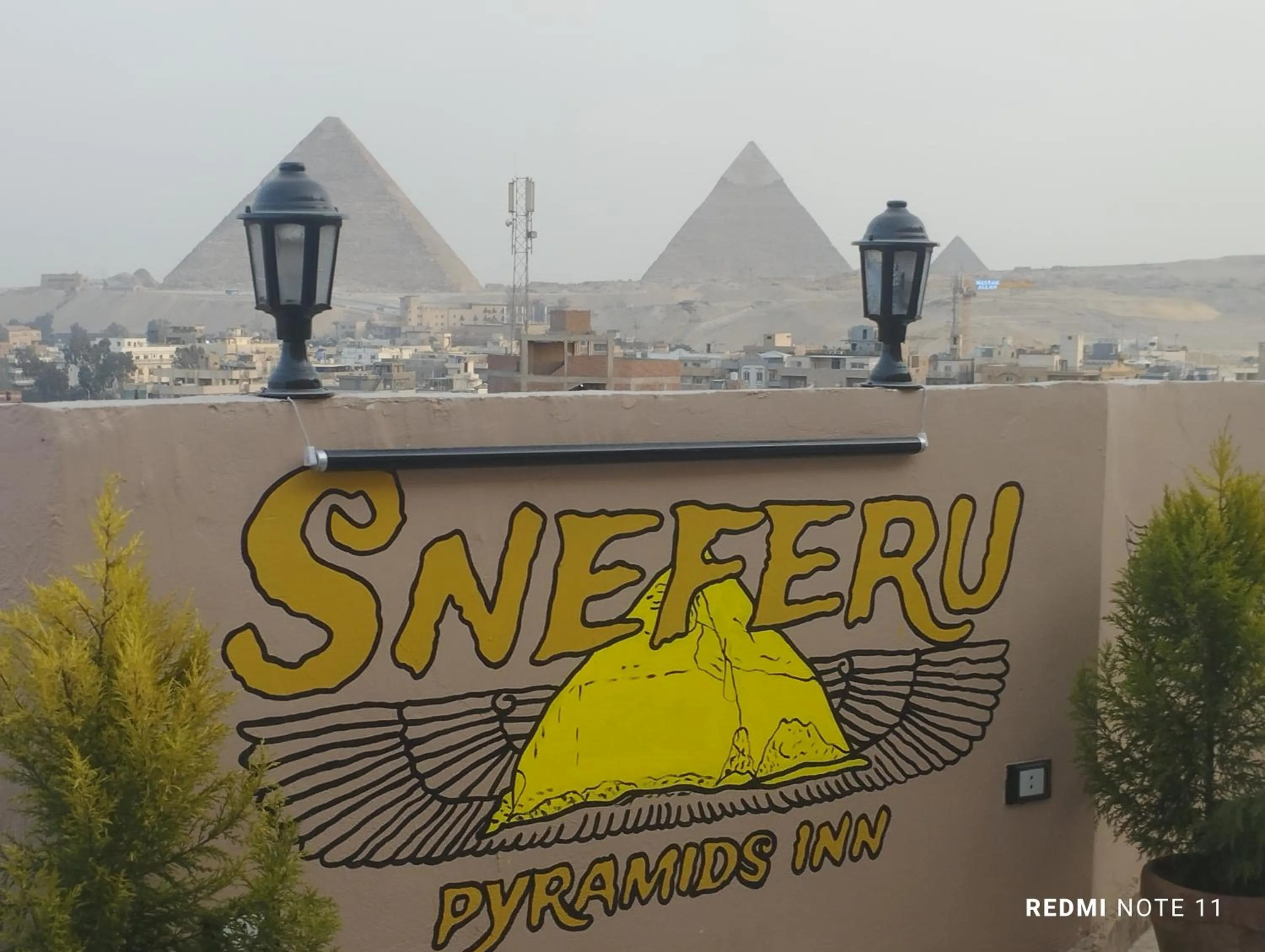 Day in Sneferu Pyramids inn - Full Pyramids View